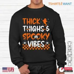 Bat Halloween Shirt: Thick Thighs And Spooky Vibes Ghost And Bat Halloween Costume 8 Bat Halloween Shirt Thick Thighs Spooky Vibes 3 1.jpg