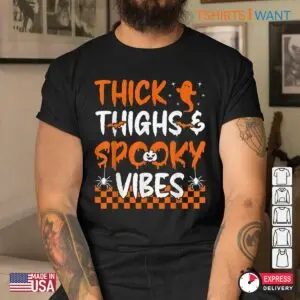 Bat Halloween Shirt: Thick Thighs And Spooky Vibes Ghost And Bat Halloween Costume 10 Bat Halloween Shirt Thick Thighs Spooky Vibes 5 1.jpg