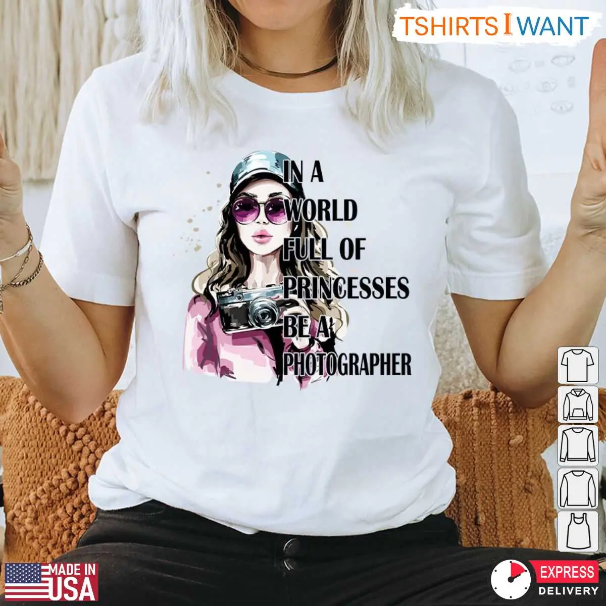 Be a Photographer in a World Full of Princesses Shirt - Inspirational Photography Tee 13 Detail view of Photography Princess Shirt