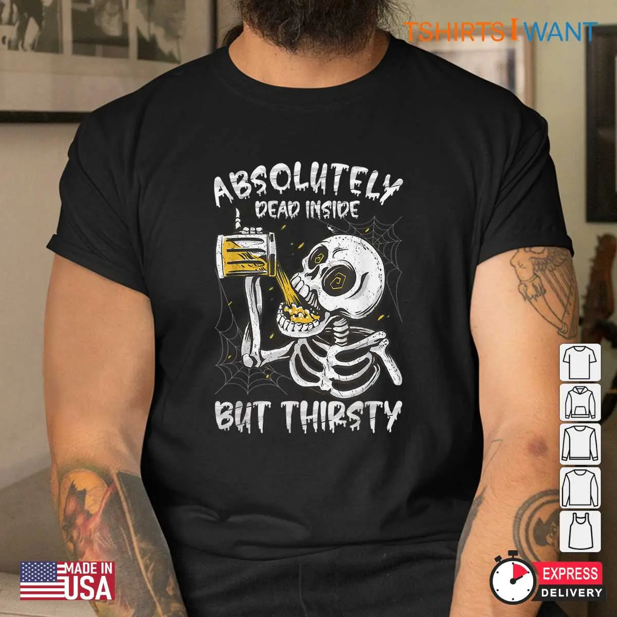 Beer Halloween Shirt: Absolutely Dead Inside But Thirsty Skeleton Beer Tee 9 beer Halloween shirt