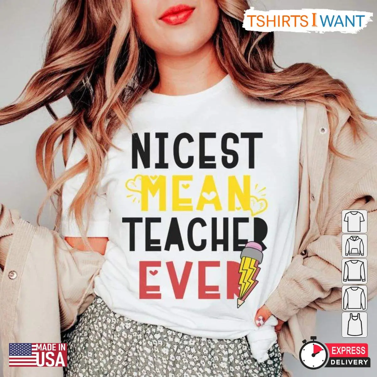 Best Teacher Ever T-Shirt, Funny 'Nicest Mean Teacher' Back to School Tee for Kindergarten & Elementary 2 Untitled design 2