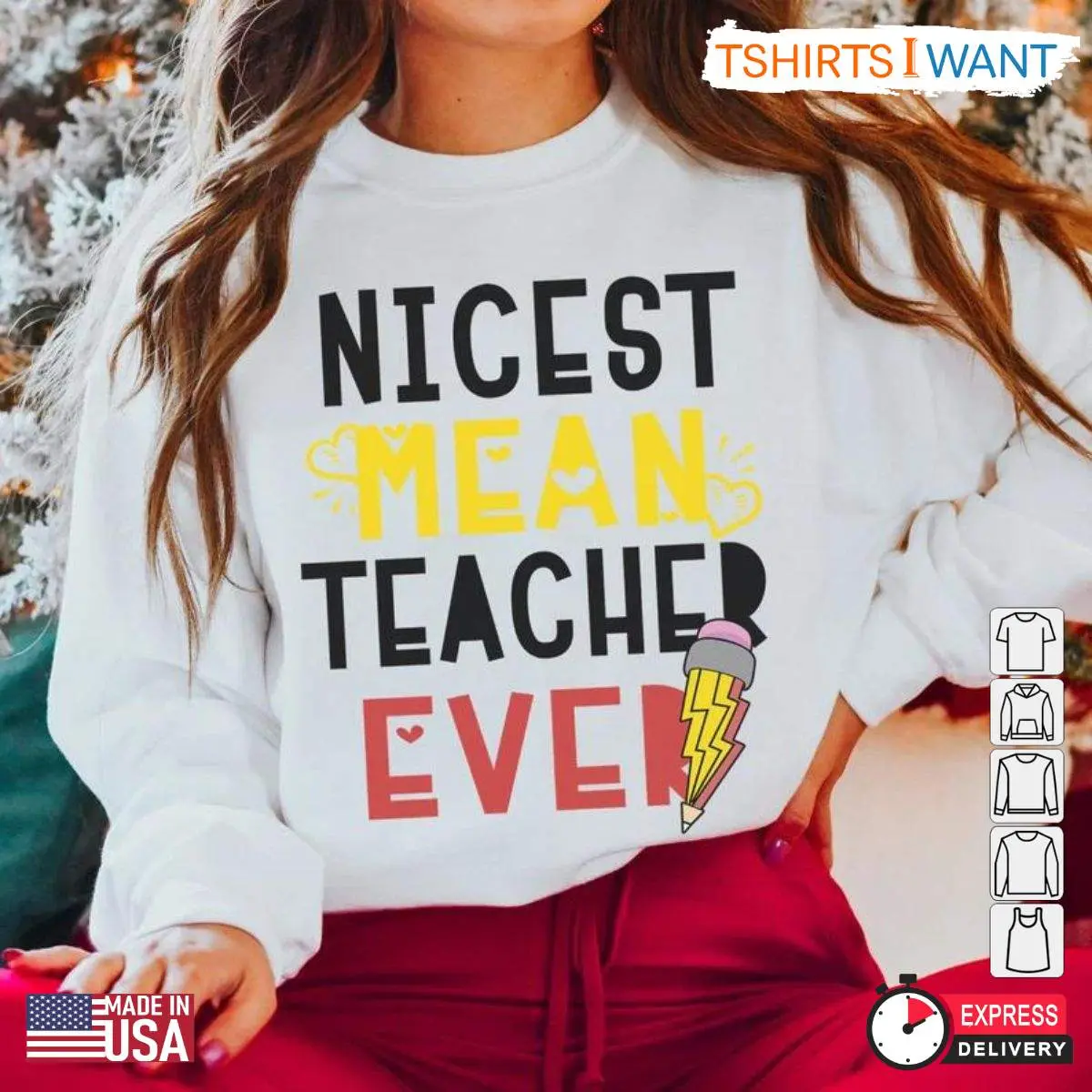 Best Teacher Ever T-Shirt, Funny 'Nicest Mean Teacher' Back to School Tee for Kindergarten & Elementary 9 Best Teacher Ever T-Shirt detail view