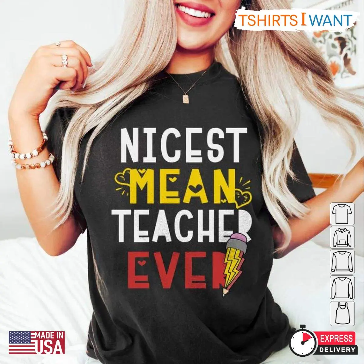 Best Teacher Ever T-Shirt, Funny 'Nicest Mean Teacher' Back to School Tee for Kindergarten & Elementary 4 Untitled design 4