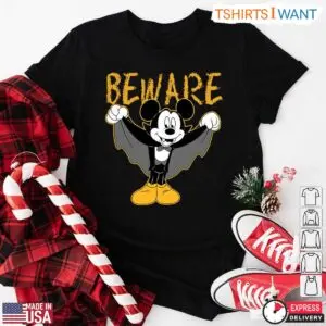 Beware Mickey Mouse as a Vampire T Shirt Spooky Halloween Disney Graphic Tee for Fans 1 1.jpg