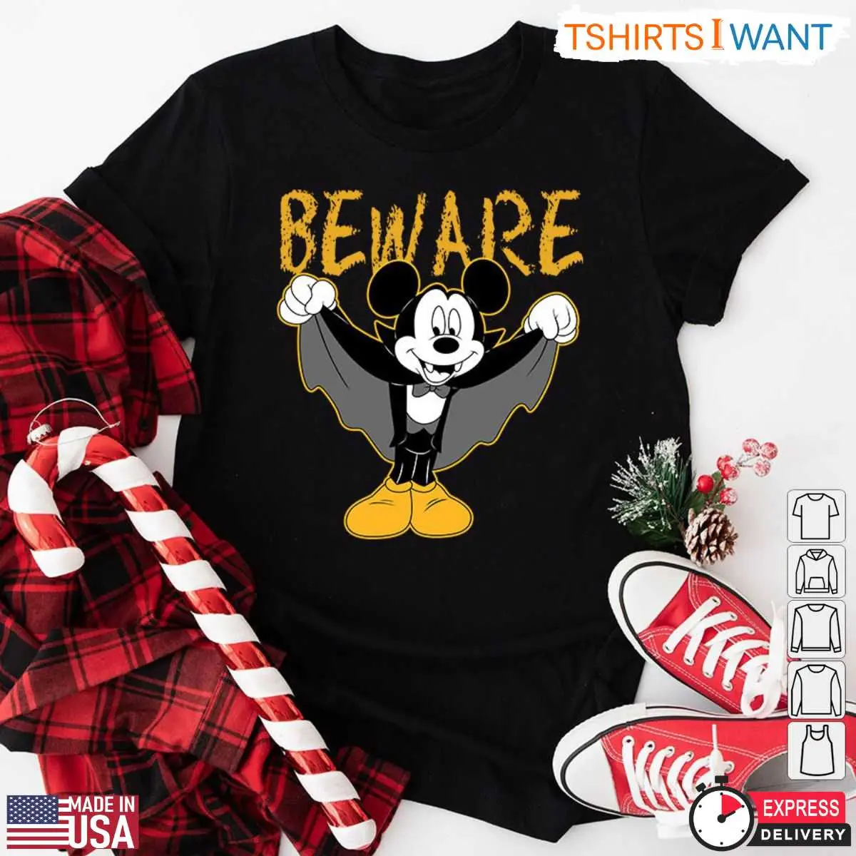 Beware Mickey Mouse as a Vampire T Shirt Spooky Halloween Disney Graphic Tee for Fans 1 1.jpg