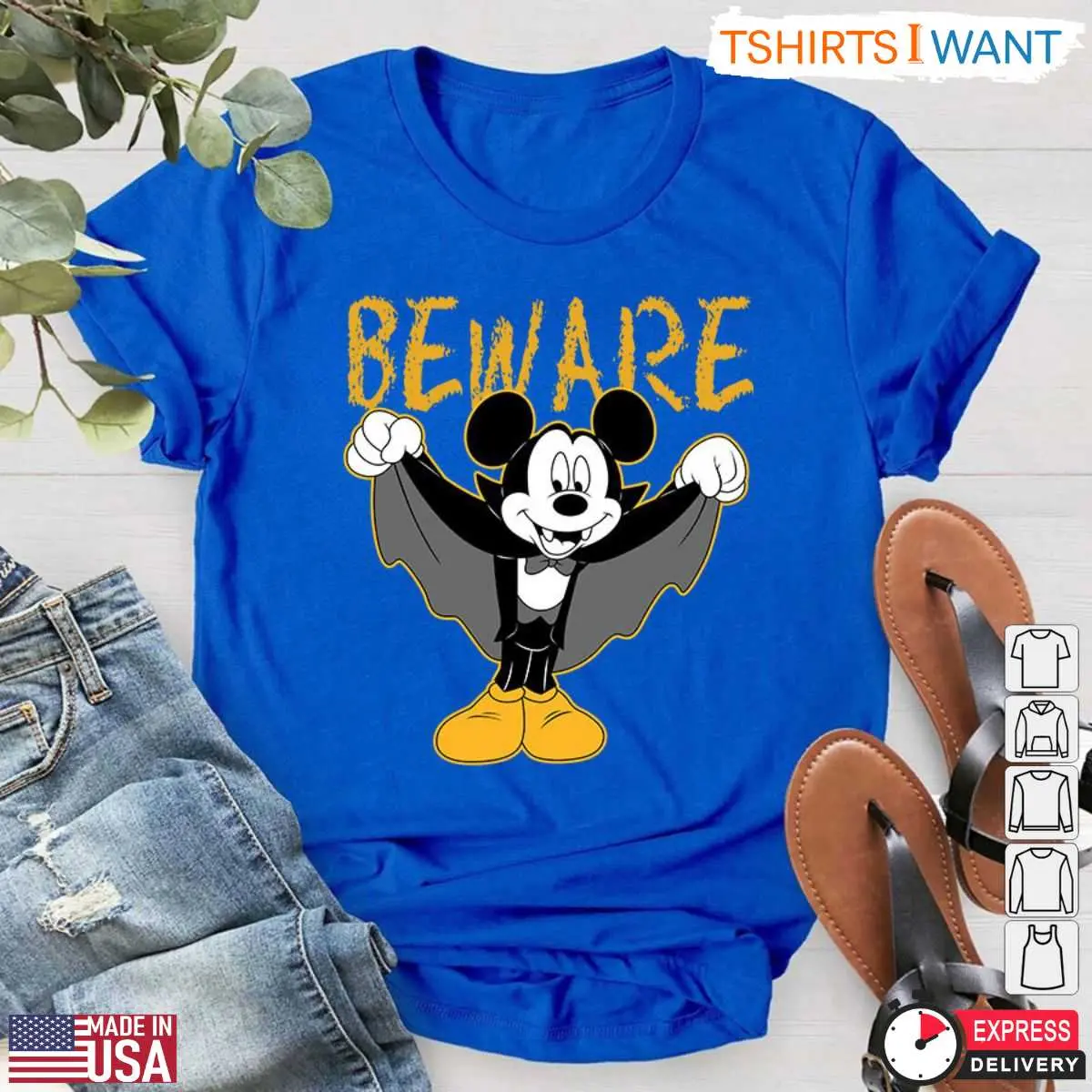 Beware Mickey Mouse as a Vampire T-Shirt – Spooky Halloween Disney Graphic Tee for Fans 13 Mickey Mouse as a Vampire T-Shirt Detail