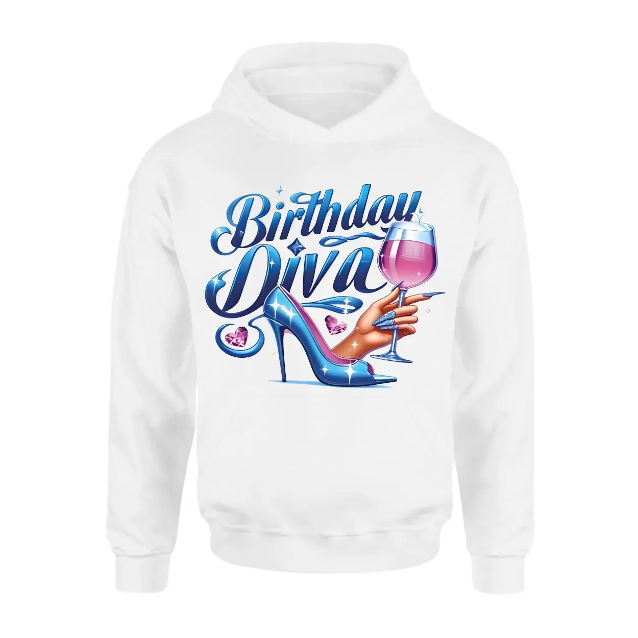 Birthday Diva T Shirt E28093 Glam High Heel and Wine Glass Party Tee 2.jpg