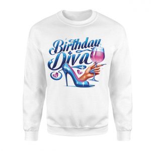 Birthday Diva T Shirt E28093 Glam High Heel and Wine Glass Party Tee 3.jpg