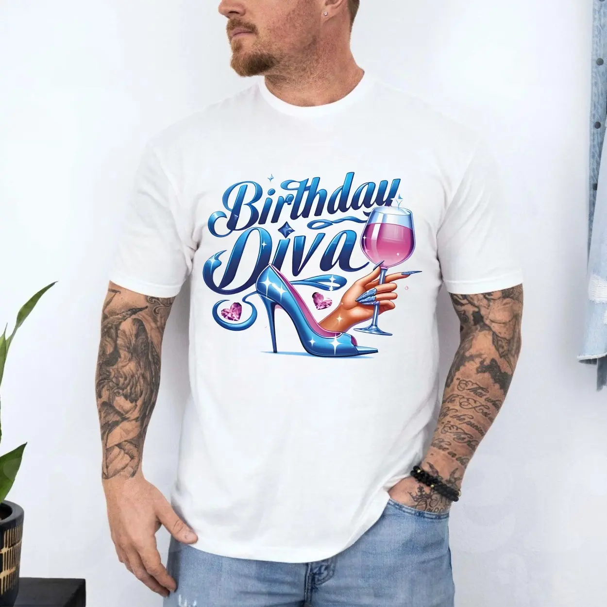 Birthday Diva T Shirt E28093 Glam High Heel and Wine Glass Party Tee 4.jpg