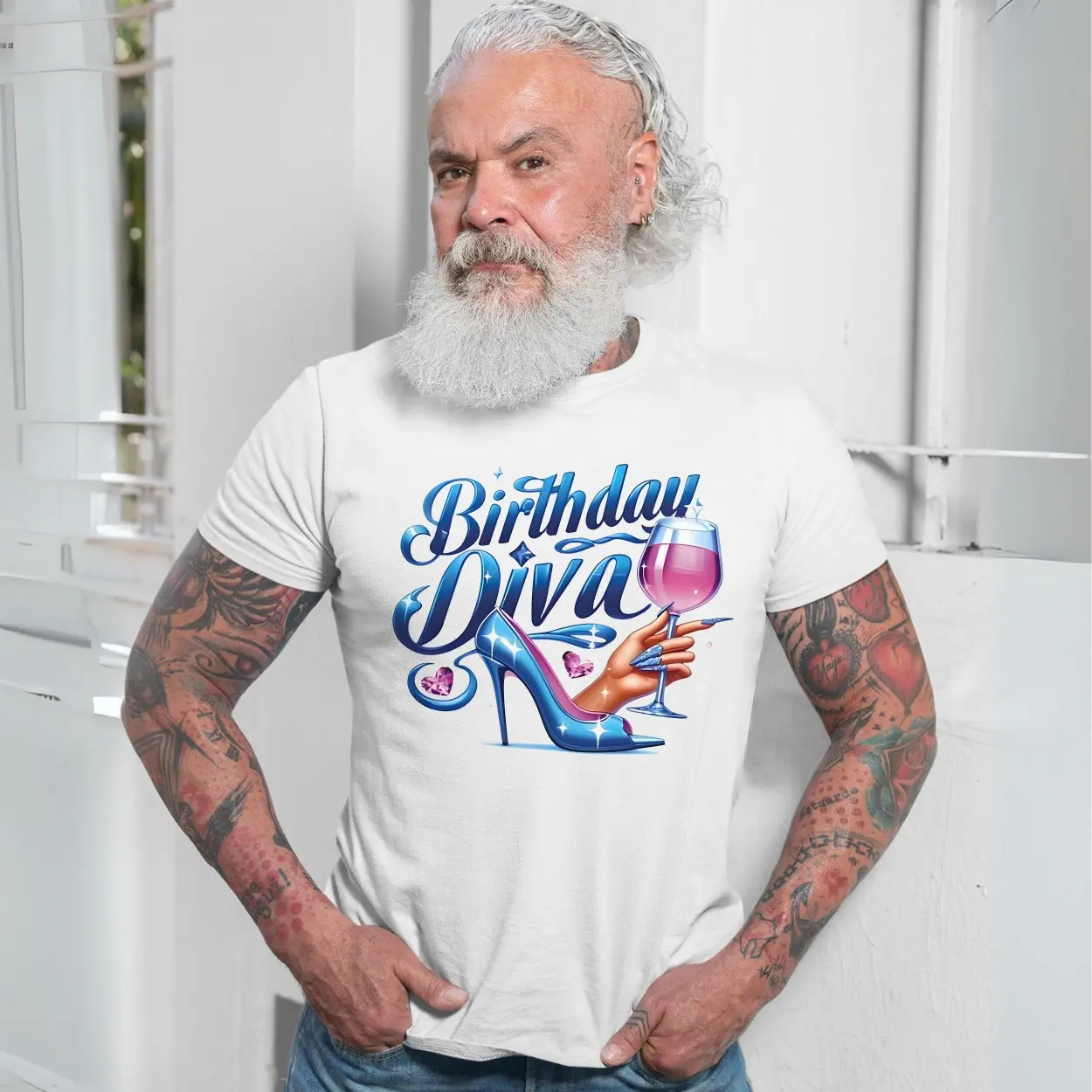Birthday Diva T Shirt E28093 Glam High Heel and Wine Glass Party Tee 7.jpg