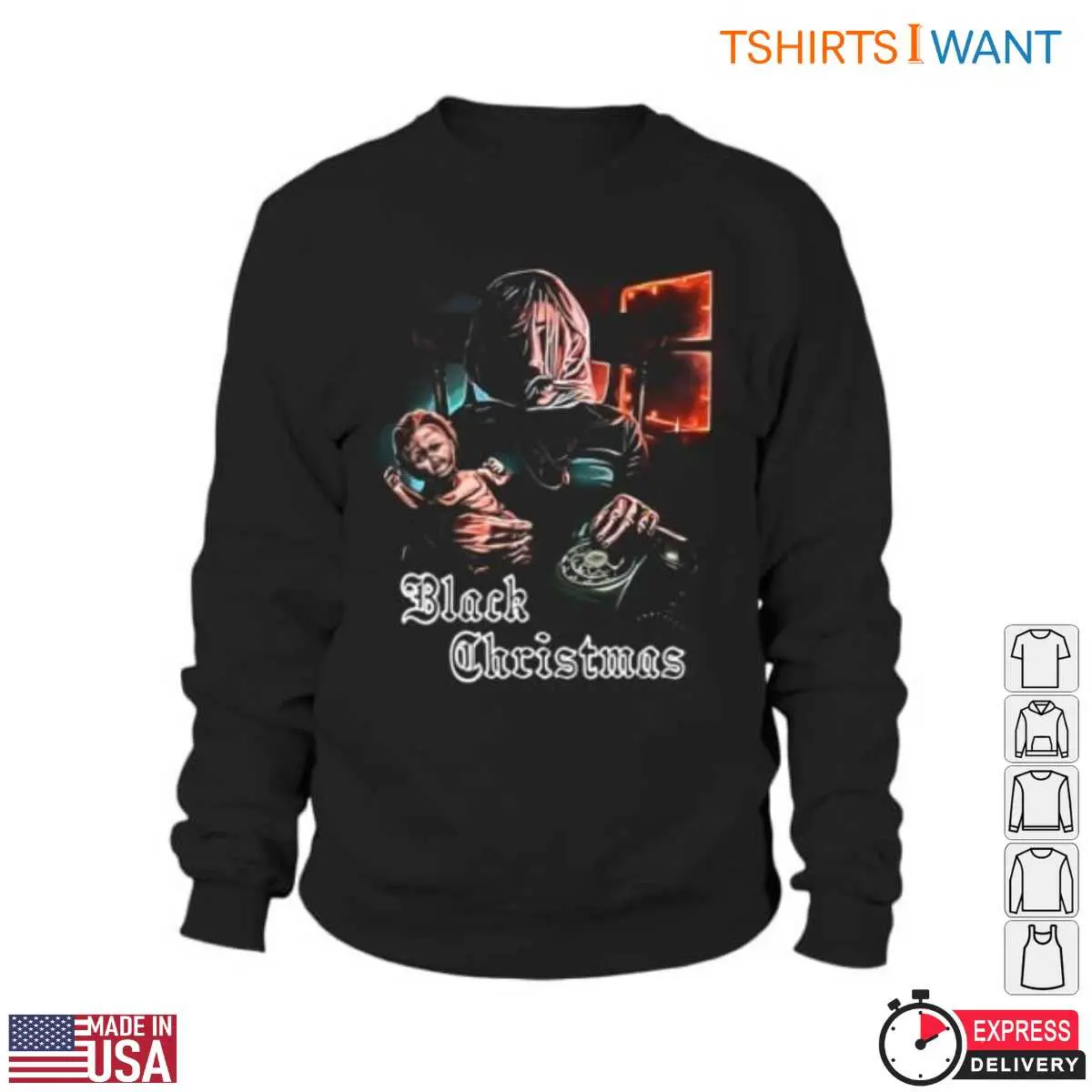 Black Christmas 1974 T-Shirt - Slasher Movie Design with Killer and Victim Scene 13 Black Christmas 1974 T-Shirt Detail