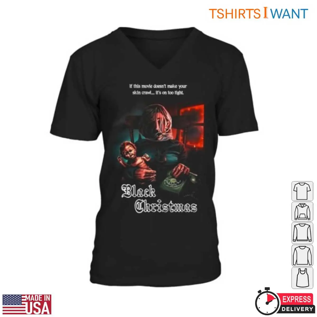 Black Christmas Movie 1974 T-Shirt - Horror Design with Killer and Iconic Movie Quote 2 Black Christmas Movie 1974 T Shirt Classic Horror Art 2 1.jpg