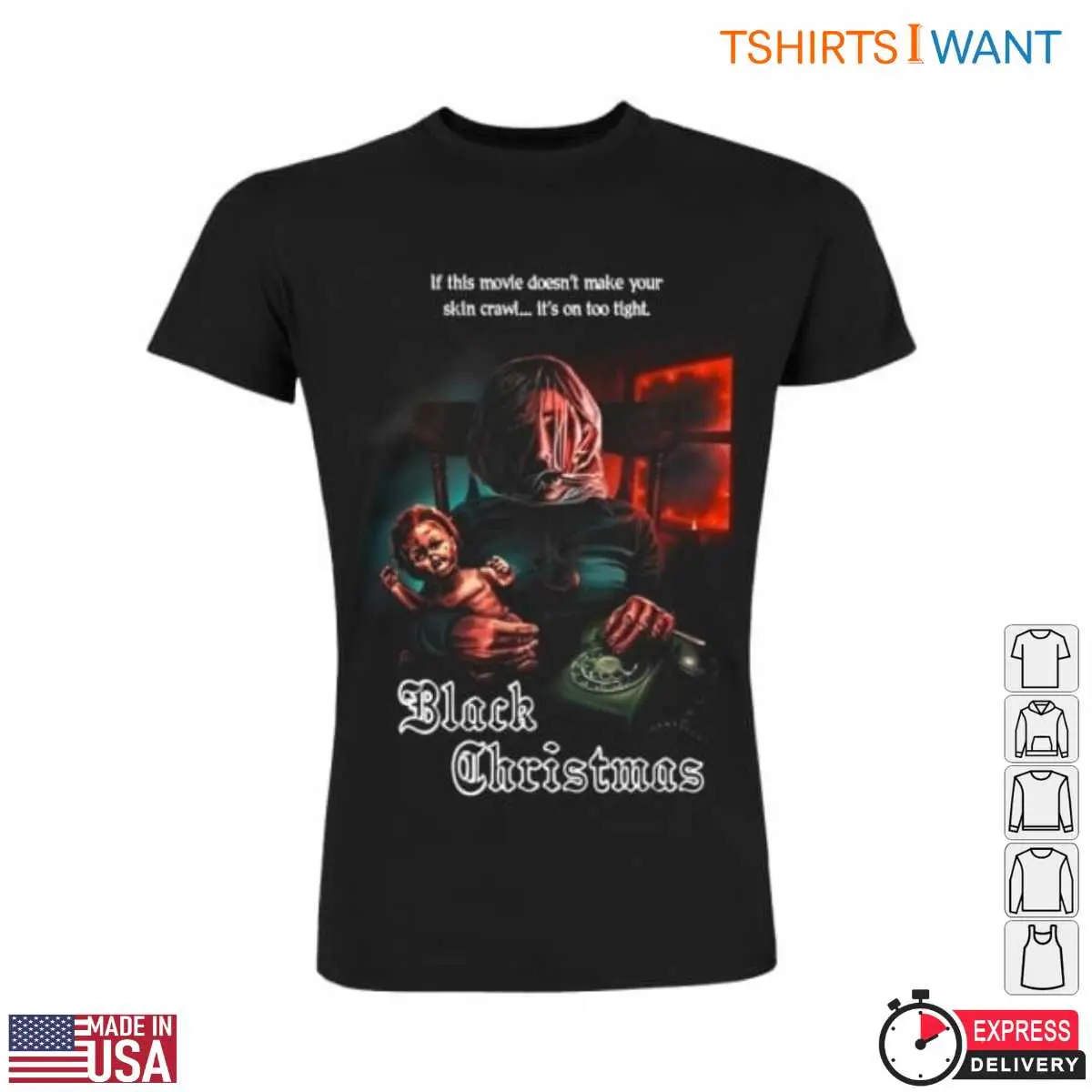 Black Christmas Movie 1974 T-Shirt - Horror Design with Killer and Iconic Movie Quote 11 Black Christmas Movie 1974 T-Shirt Detail