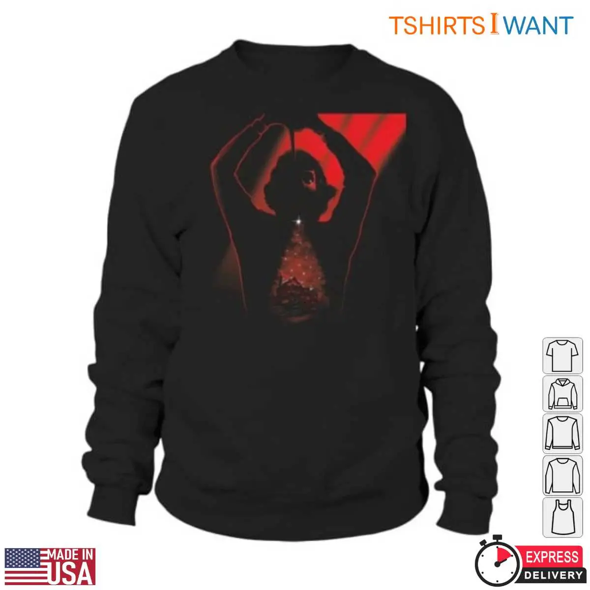 Black Christmas Slasher T-Shirt - Dark Horror Design with Red Highlights and Sinister Silhouette 13 Black Christmas Slasher T-Shirt Detail