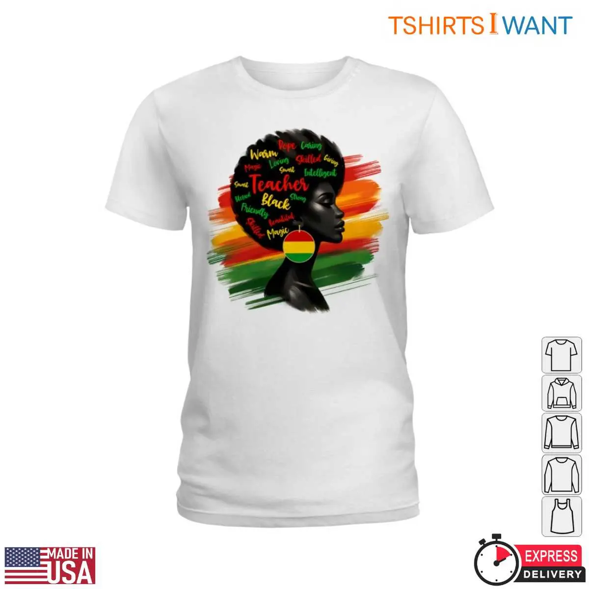 Black Teacher Power T Shirt Afro Silhouette with Zimbabwean Flag and Empowering Words 2 1.jpg