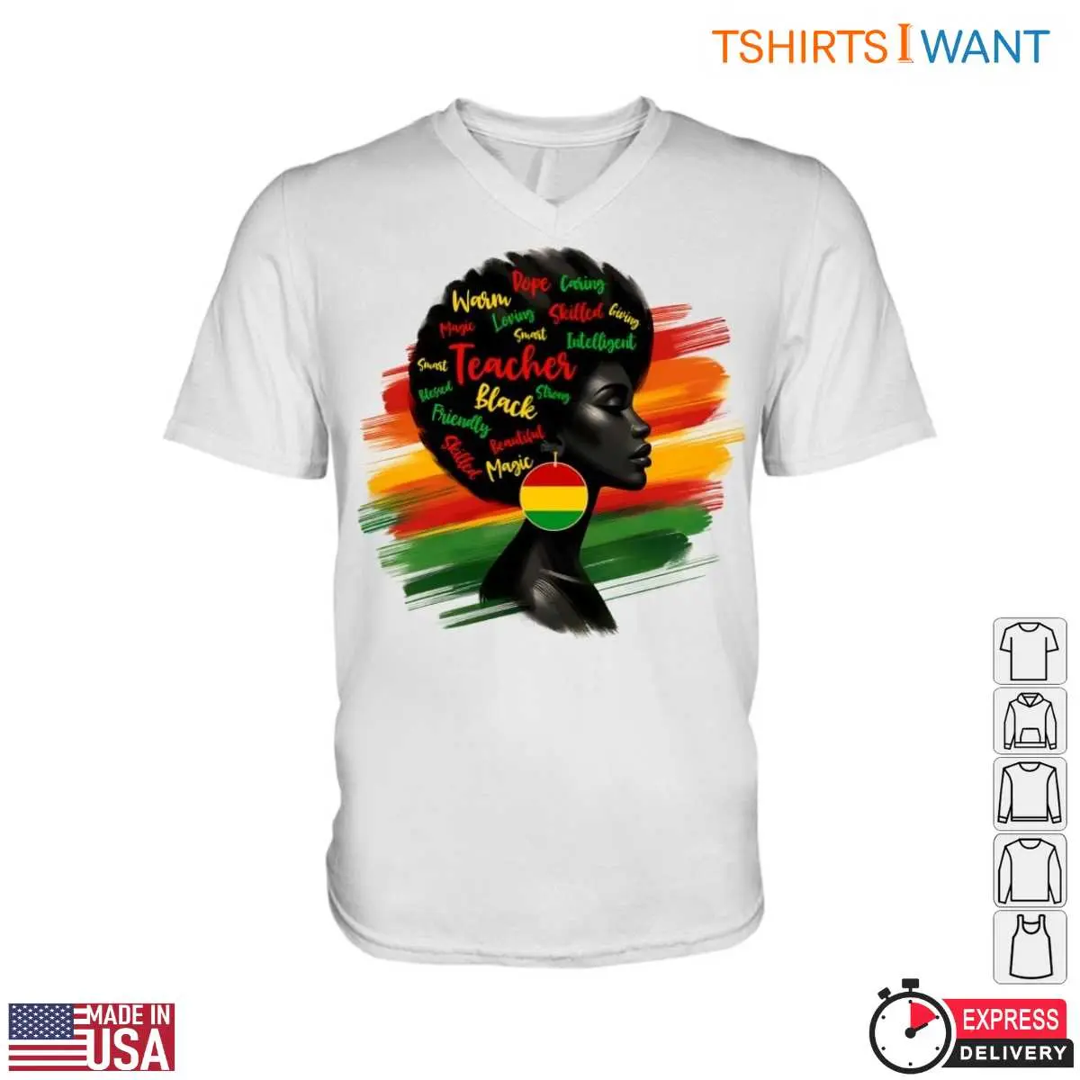 Black Teacher Power T-Shirt - Afro Silhouette with Zimbabwean Flag and Empowering Words 13 Black Teacher Power T-Shirt Detail