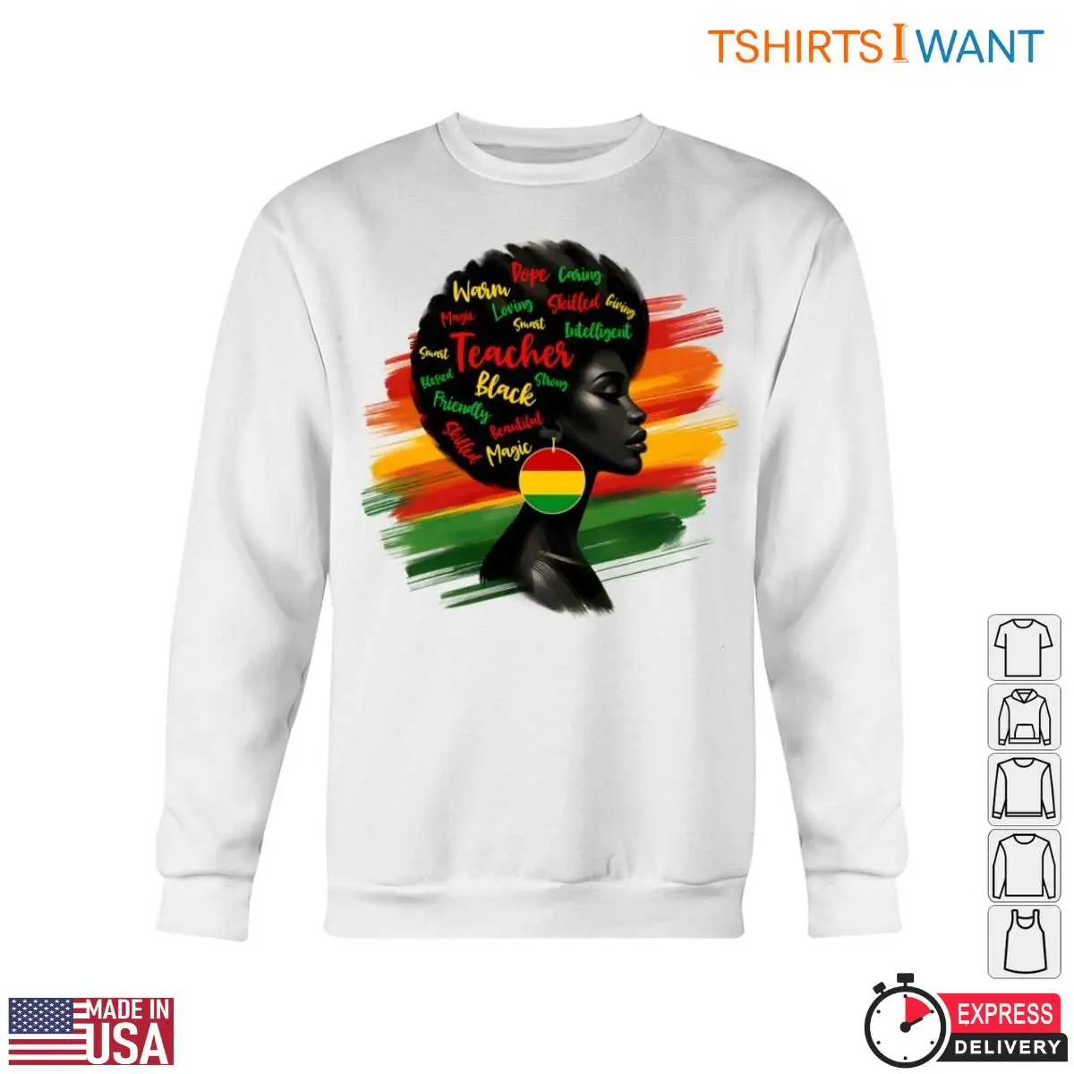 Black Teacher Power T Shirt Afro Silhouette with Zimbabwean Flag and Empowering Words 5 1.jpg