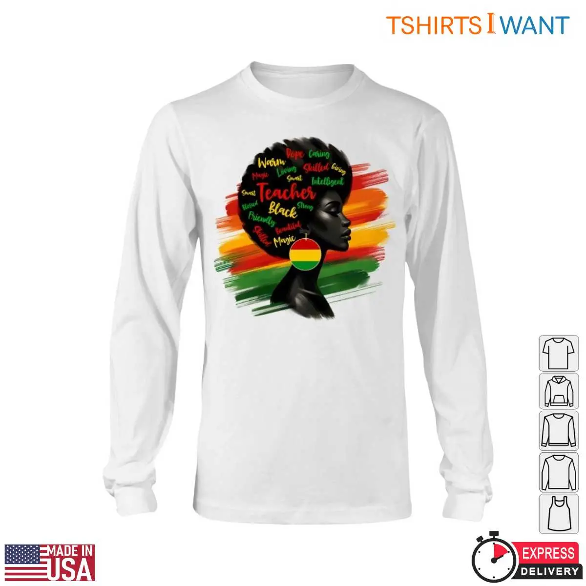 Black Teacher Power T Shirt Afro Silhouette with Zimbabwean Flag and Empowering Words 6 1.jpg