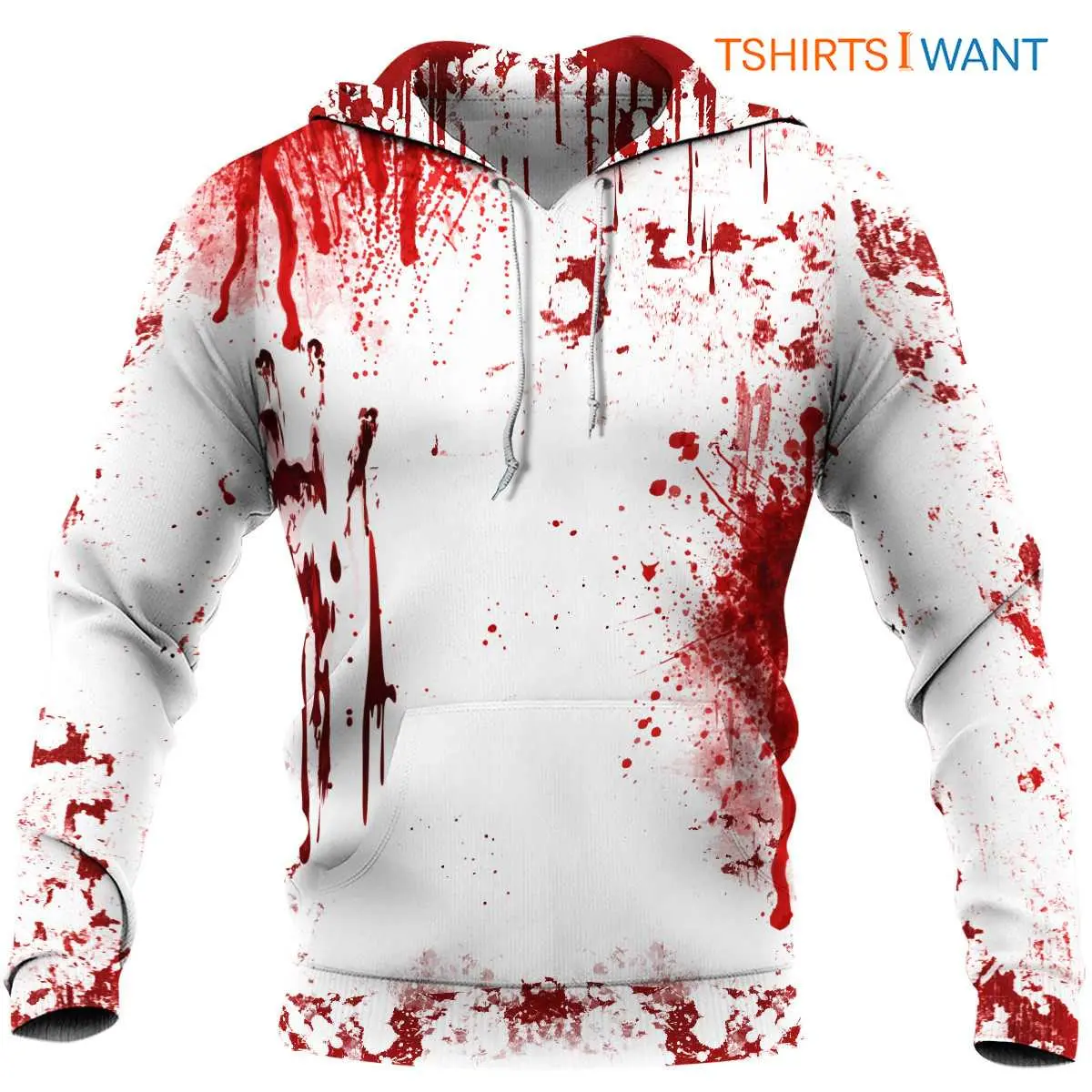 Bloody Hoodie - Unique Halloween Horror Apparel with American Flag Blood Stains 6 Bloody American Flag Hoodie Front View