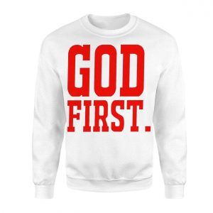 Bold Faith T Shirt E28093 GOD FIRST Red Christian Statement Tee 3.jpg