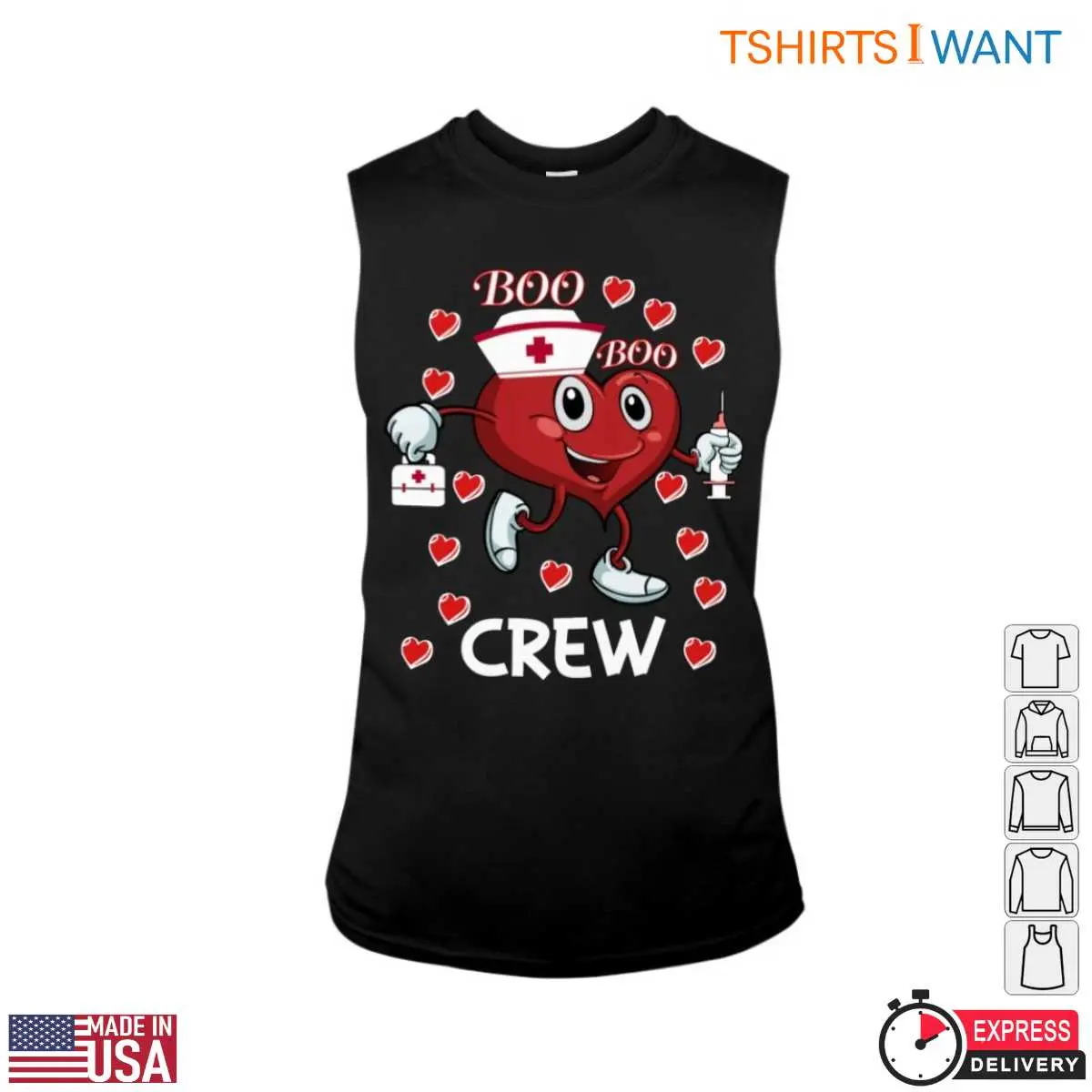 Boo Boo Crew Nurse T-Shirt - Cute Heart Nurse Cartoon Design 13 Boo Boo Crew Nurse T-Shirt Detail View
