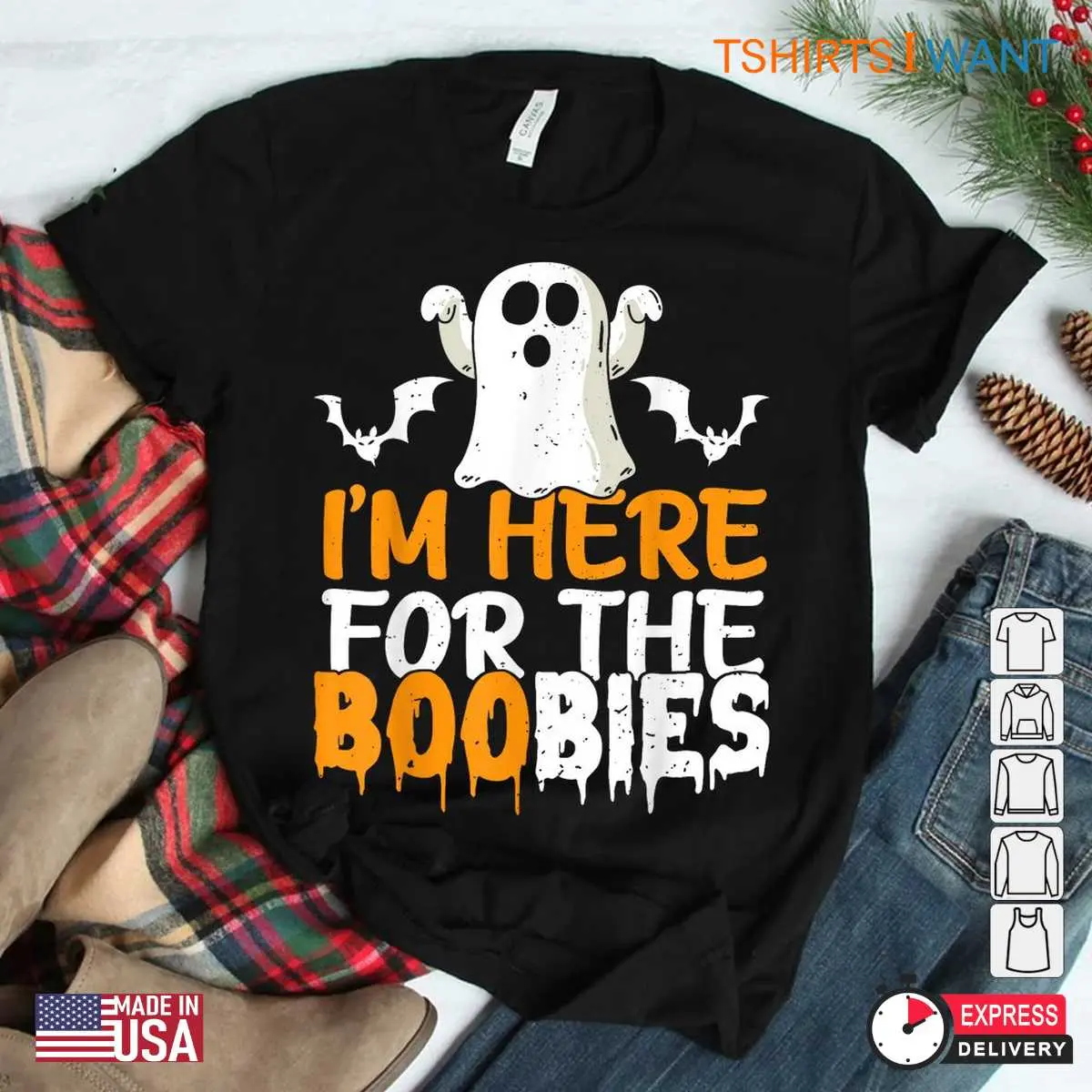 Boobies Halloween: I'm Here For The Boobies Halloween Costume Shirt 11 boobies Halloween