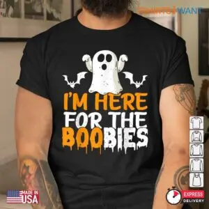 Boobies Halloween: I'm Here For The Boobies Halloween Costume Shirt 8 Boobies Halloween Spooky Chest Costume 4 1.jpg