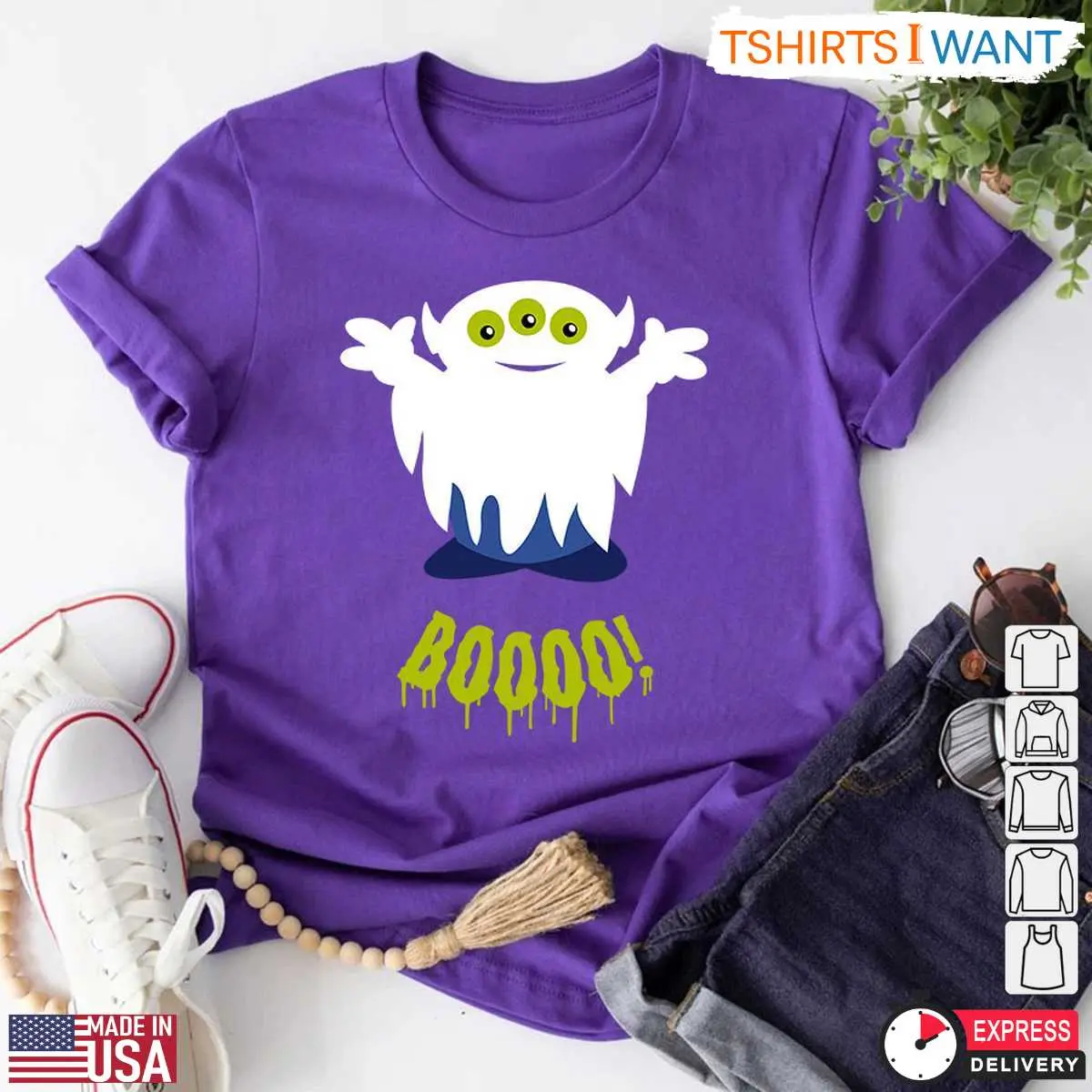 Boooo Aliens T Shirt Toy Story Disney Halloween Cartoon Graphic Tee 1 1.jpg