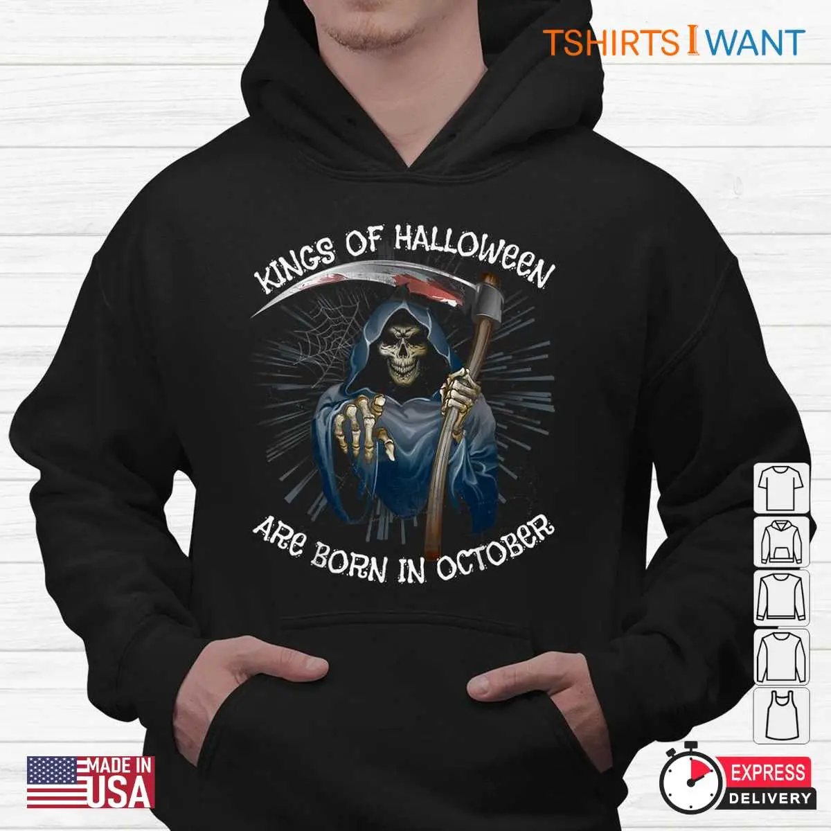 Born In October: Kings Of Halloween Grim Reaper October Birthday Shirt 13 Born In October Halloween Kings Birthday 4