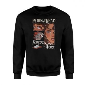 Born to Read Forced to Work Retro Bookworm Graphic T Shirt 3 1.jpg