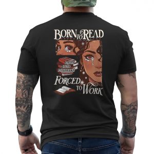 Born to Read Forced to Work Retro Bookworm Graphic T Shirt 6 1.jpg