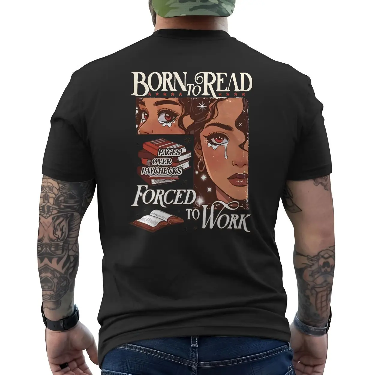 Born to Read Forced to Work Retro Bookworm Graphic T-Shirt 6 Born to Read Forced to Work Retro Bookworm Graphic T Shirt 6 1.jpg