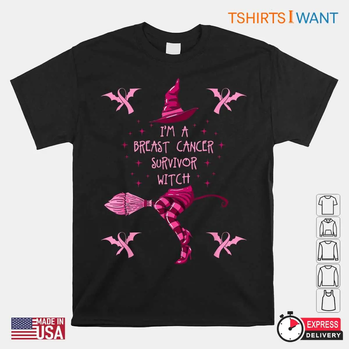 Breast Cancer Halloween Pink Ribbon Witch Survivor Tee 1 1.jpg