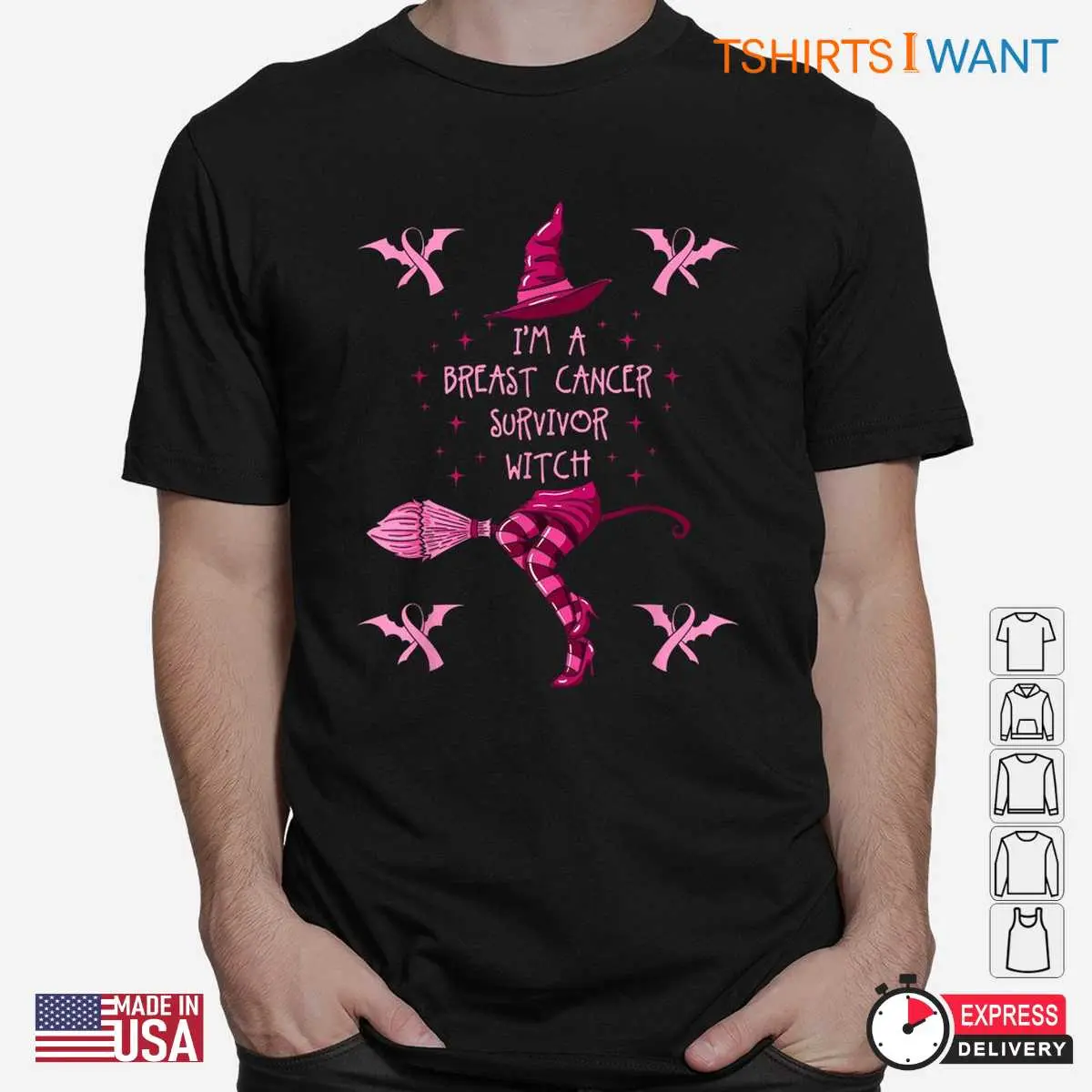 Breast Cancer Halloween Pink Ribbon Witch Survivor Tee 2 1.jpg