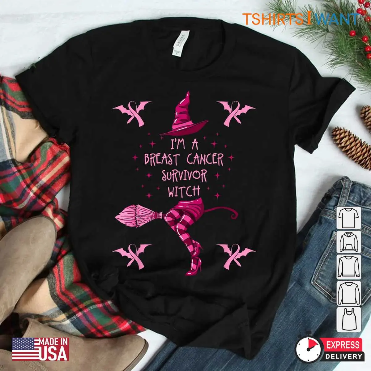 Breast Cancer Halloween: Pink Ribbon Witch Survivor Halloween Shirt 11 Witch Survivor Breast Cancer Awareness Tee