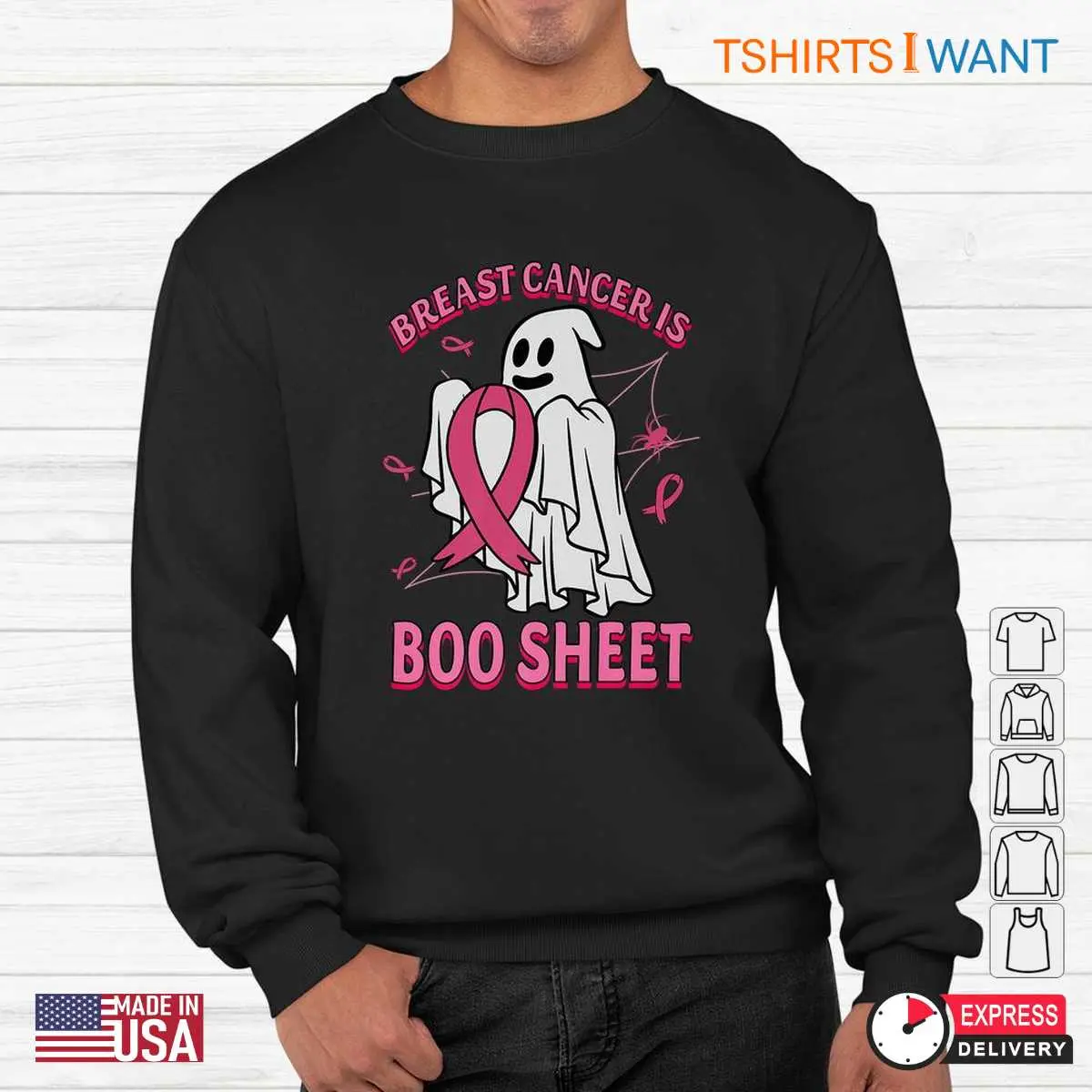 Breast Cancer Is Boo Sheet: Ghost Breast Cancer Awareness Halloween Tee 13 Pink Ribbon Ghost Halloween Tee