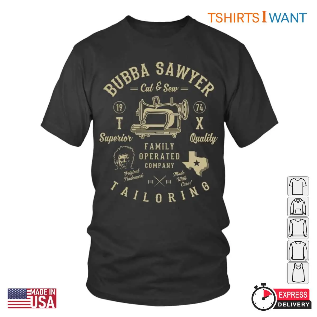 Bubba Sawyer Tailoring T Shirt Horror Movie Vintage Sewing Graphic Tee 1 1.jpg