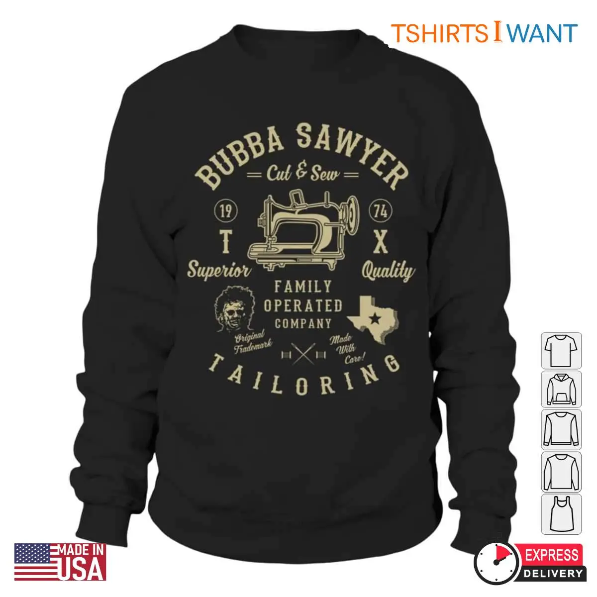 Bubba Sawyer Tailoring T Shirt Horror Movie Vintage Sewing Graphic Tee 2 1.jpg