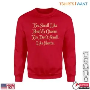 Buddy The Elf Movie Quote T-Shirt - 'You Smell Like Beef & Cheese' Funny Christmas Tee 6 Buddy The Elf Movie Quotes T Shirt Smell Like Beef Cheese Tee 2 1.jpg