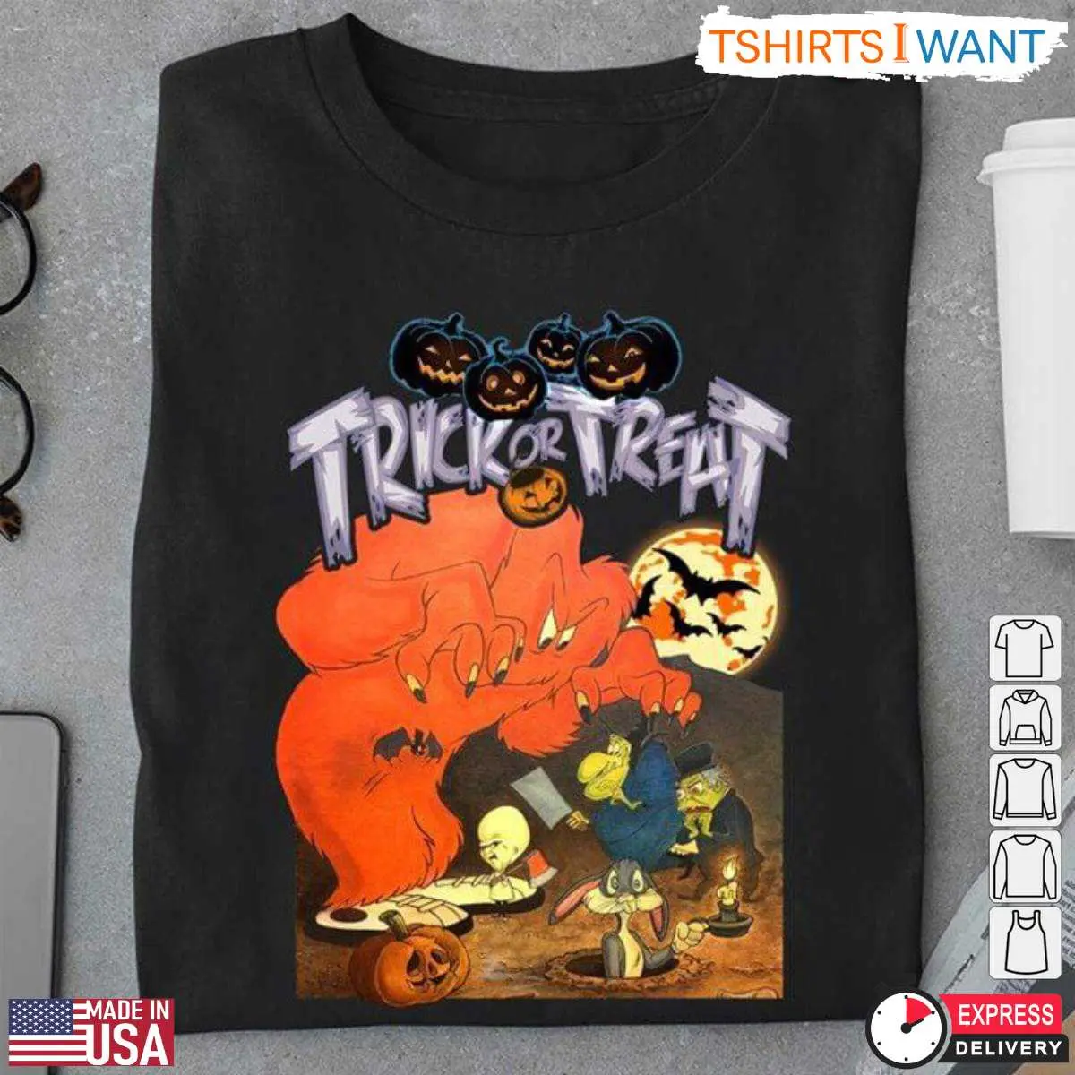 Bugs Bunny Halloween Witch T Shirt with Gossamer 1 1.jpg