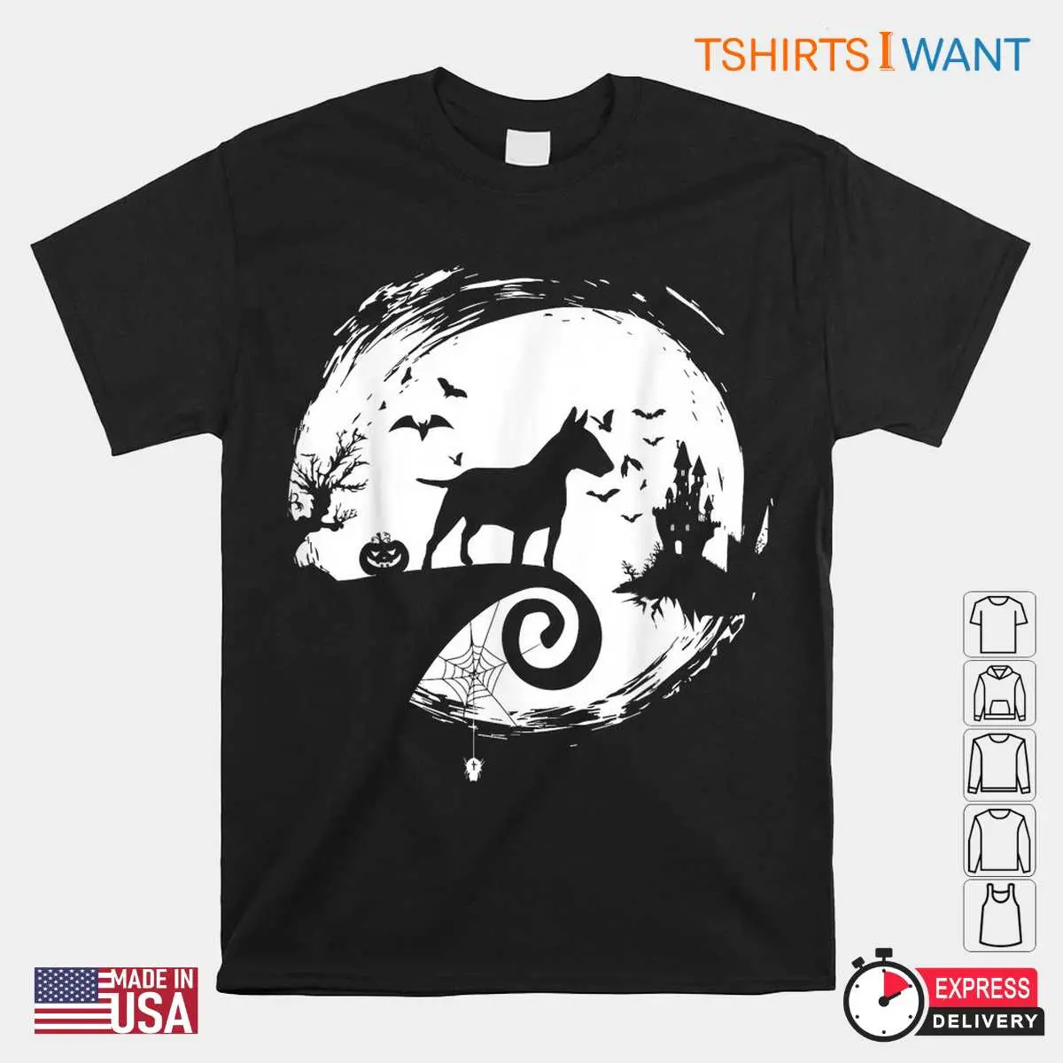 Bully Halloween Costume: Bull Terrier Silhouette Moon Halloween Shirt 10 Bull Terrier Silhouette Moon Halloween Shirt