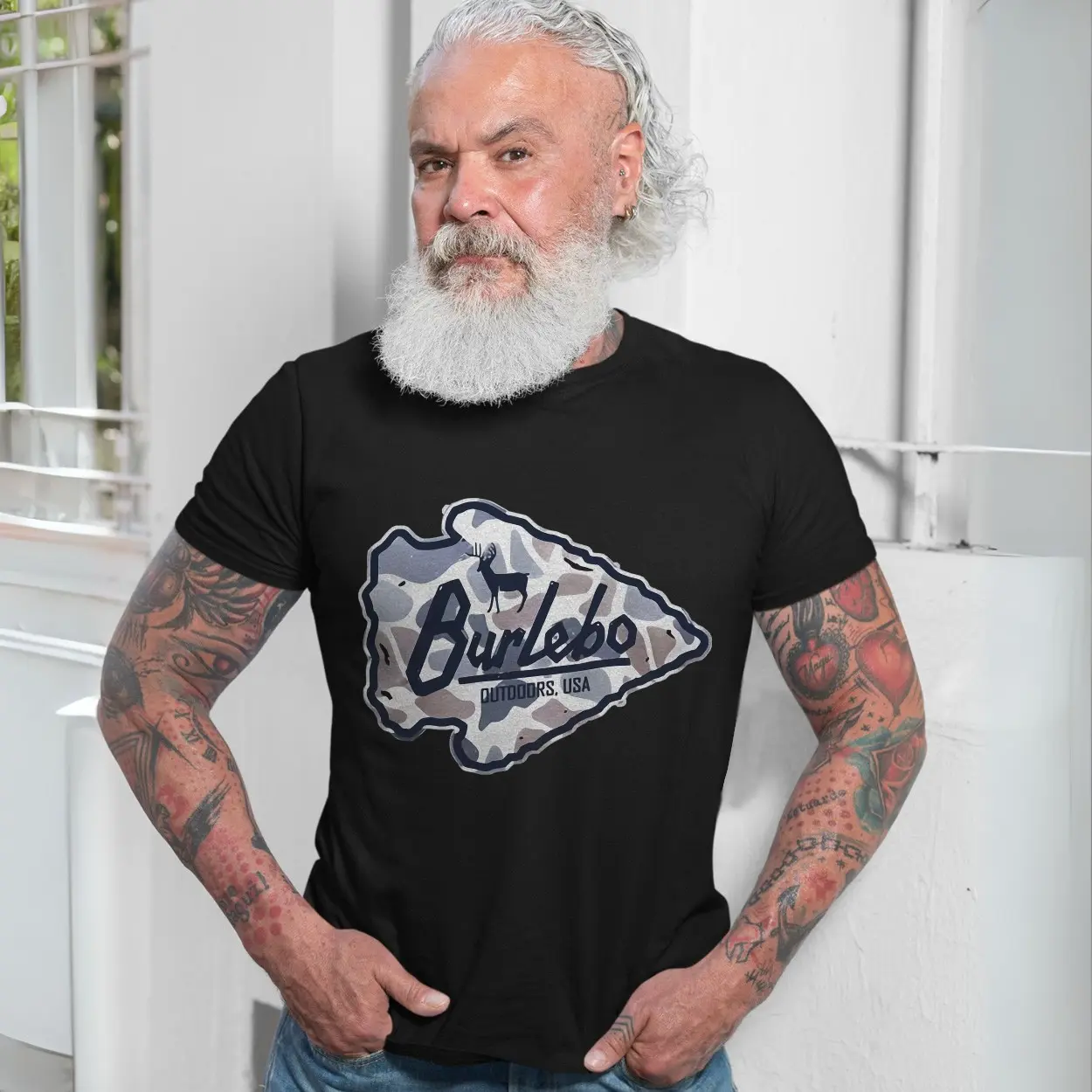 Burlebo Outdoors USA Deer Arrowhead Camo Logo T Shirt 7 1.jpg