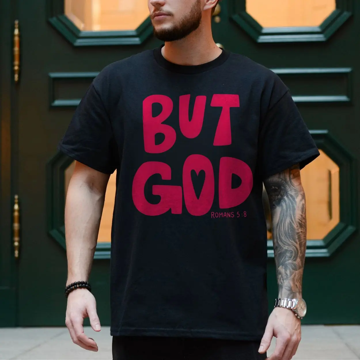 But God Romans 5 8 Christian Scripture Faith T Shirt 4 1.jpg