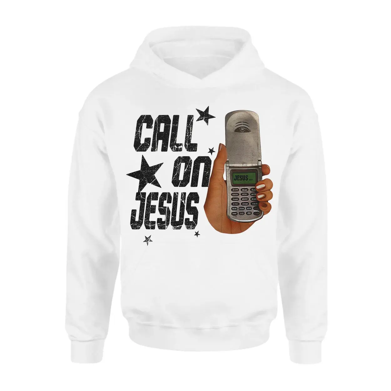 Call on Jesus T shirt E28093 Christian Faith Flip Phone Graphic Tee 2.jpg