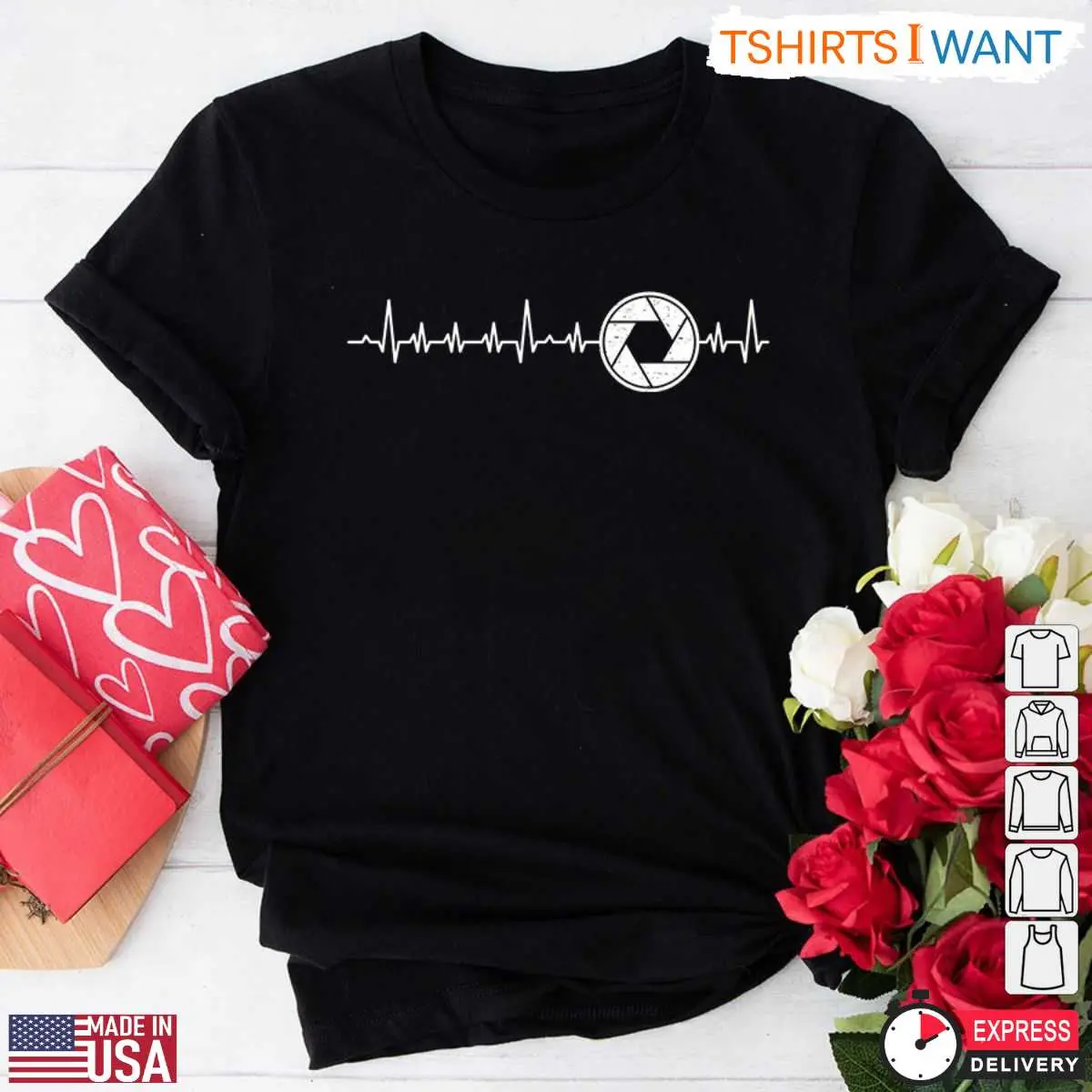 Irish Photographer St Patrick's Day Heartbeat T-Shirt - AwesomePhotography Gifts 3 Detail view of Irish Photography Shirt