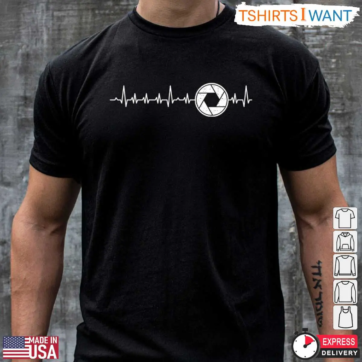 Camera Aperture Heartbeat Photographer Gift T-Shirt 13 Detail view of Heartbeat Photography Shirt