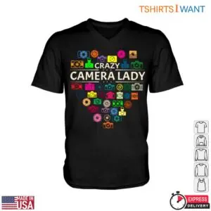 Camera Colors T-Shirt - Crazy Camera Lady Photography Design Tee 7 Camera Colors Crazy Camera Lady Tee 2 1.jpg