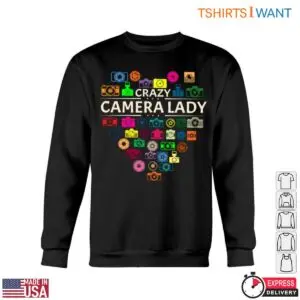 Camera Colors T-Shirt - Crazy Camera Lady Photography Design Tee 10 Camera Colors Crazy Camera Lady Tee 5 1.jpg