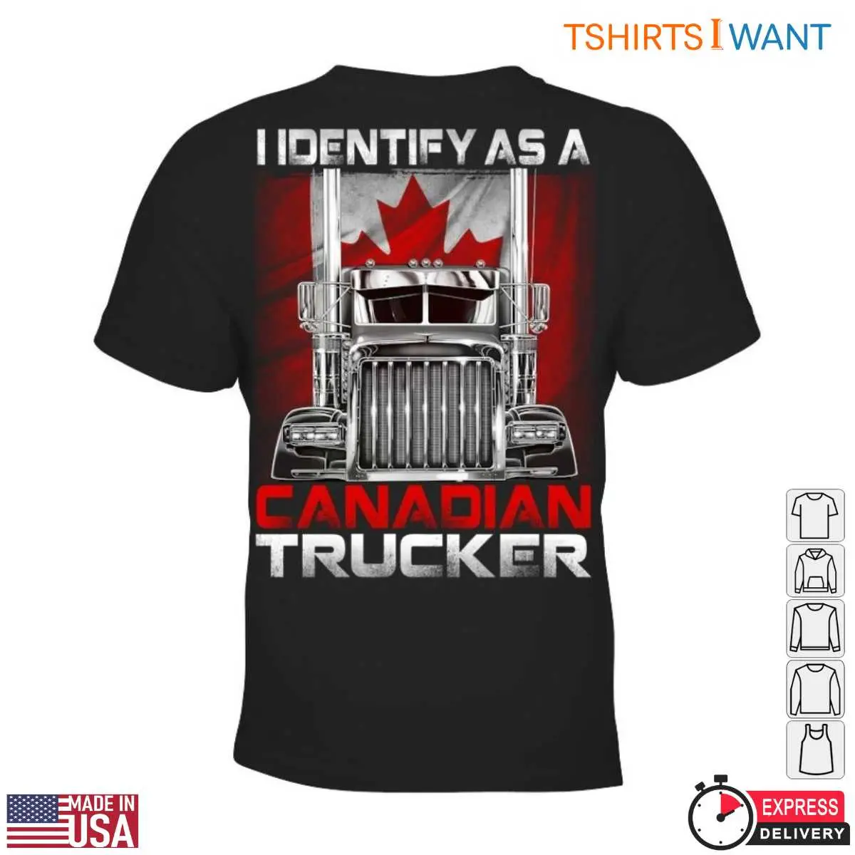 Canadian Trucker Shirt - Canada Flag Big Rig Graphic, Trucking Apparel 13 Canadian Trucker Shirt Detail