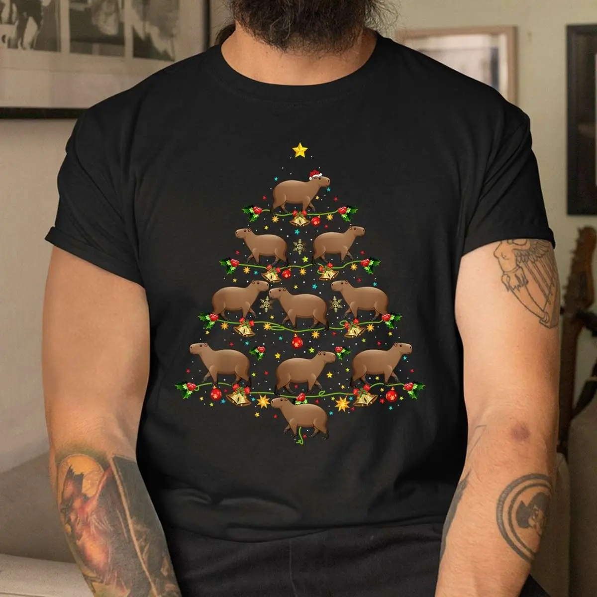 Capybara Christmas Tree Funny Holiday Shirt - Cute Animal Design 11 Capybara Christmas Tree Funny Holiday Tee Design